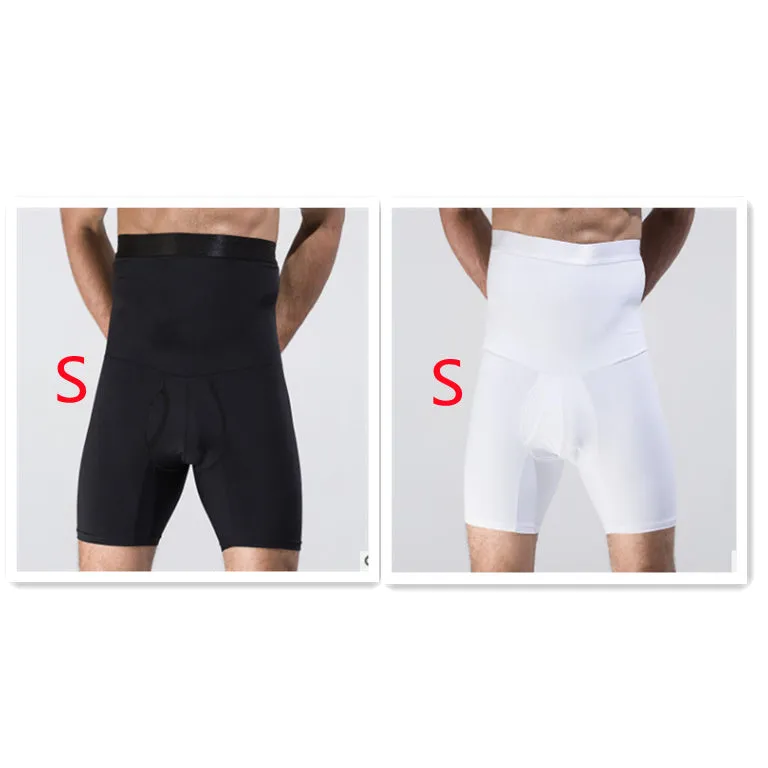 Men's body shaping slimming shorts in black with wide waistband for tummy control