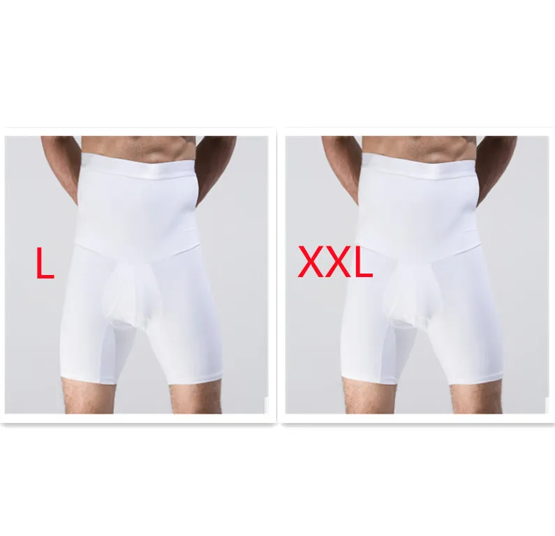 Men's body shaping slimming shorts in black with wide waistband for tummy control