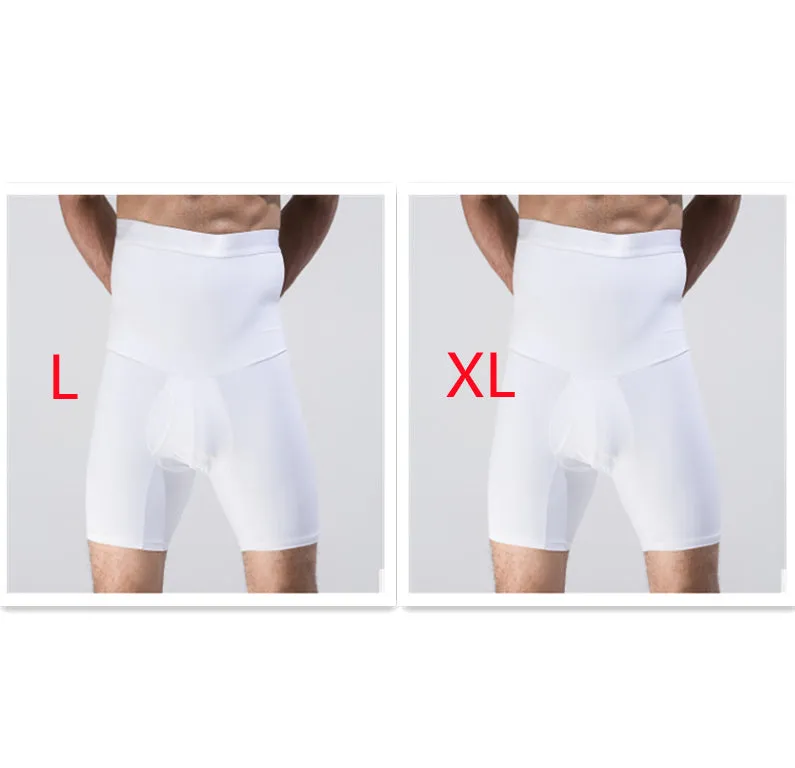 Men's body shaping slimming shorts in black with wide waistband for tummy control