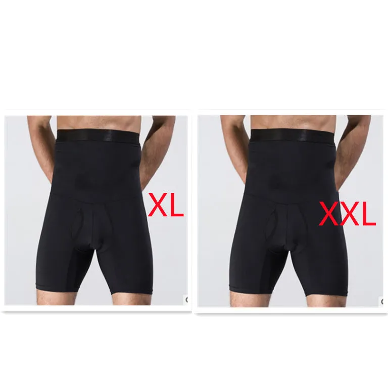 Men's body shaping slimming shorts in black with wide waistband for tummy control