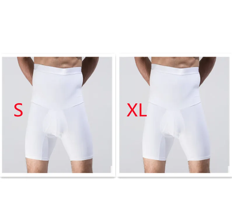 Men's body shaping slimming shorts in black with wide waistband for tummy control