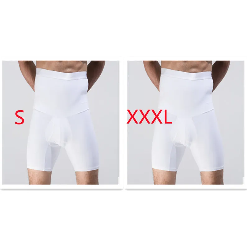 Men's body shaping slimming shorts in black with wide waistband for tummy control