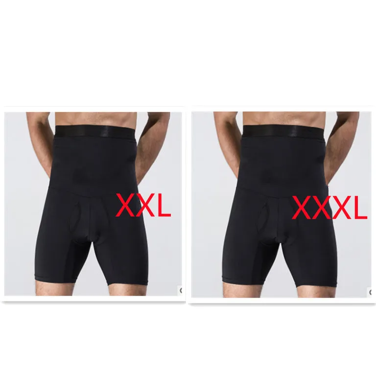 Men's body shaping slimming shorts in black with wide waistband for tummy control