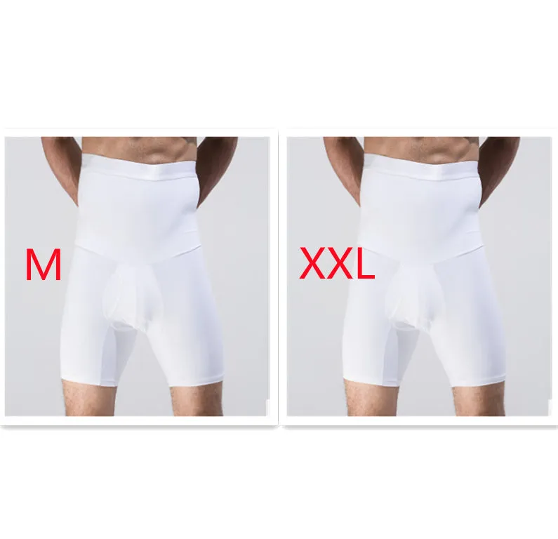 Men's body shaping slimming shorts in black with wide waistband for tummy control