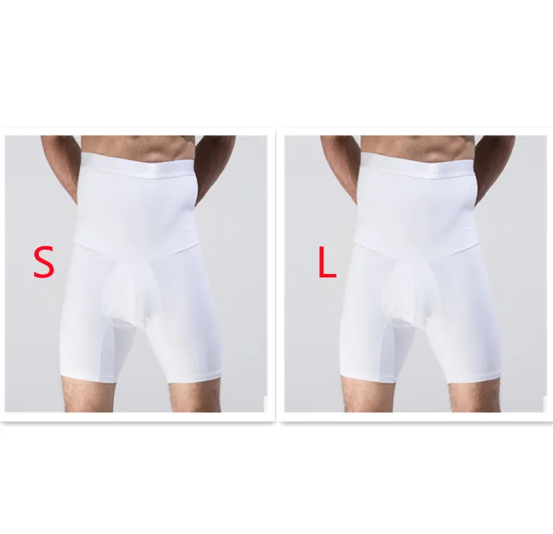 Men's body shaping slimming shorts in black with wide waistband for tummy control