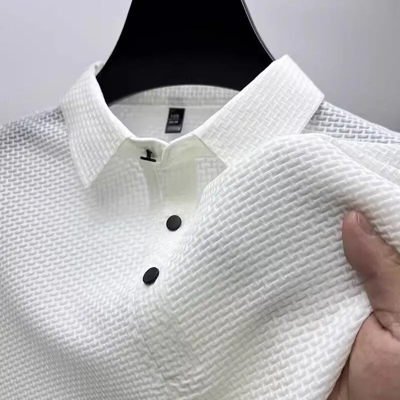 Men's short sleeve polo shirt in business casual style with cotton blend fabric, available in multiple sizes and colours