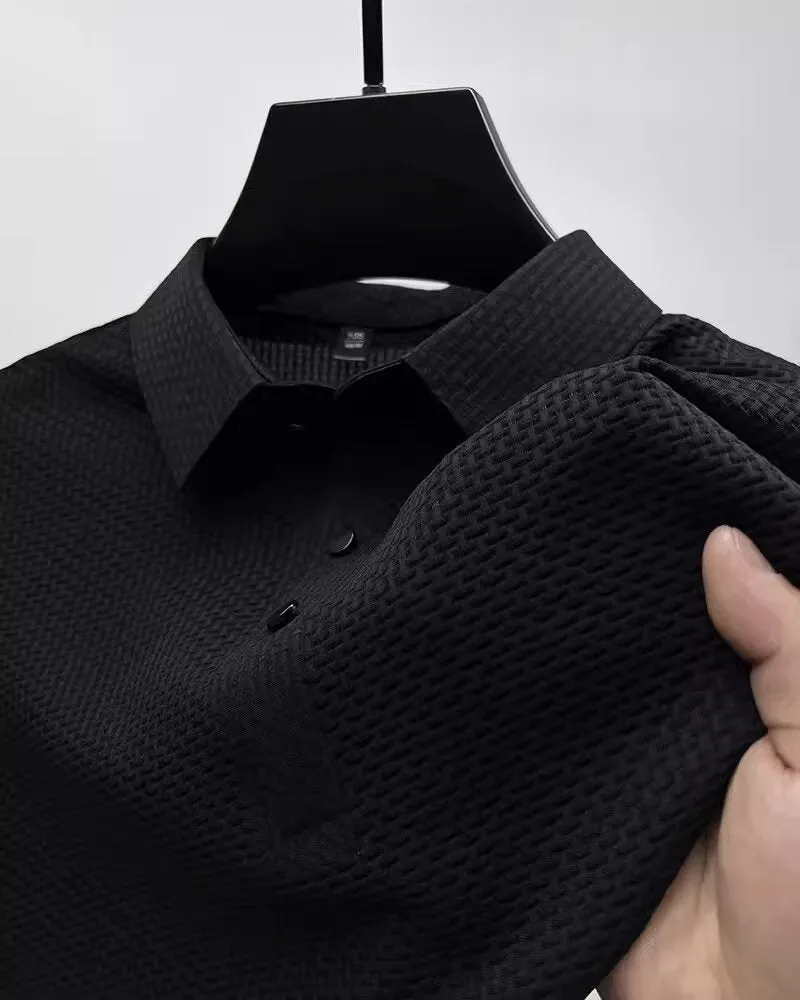 Men's short sleeve polo shirt in business casual style with cotton blend fabric, available in multiple sizes and colours