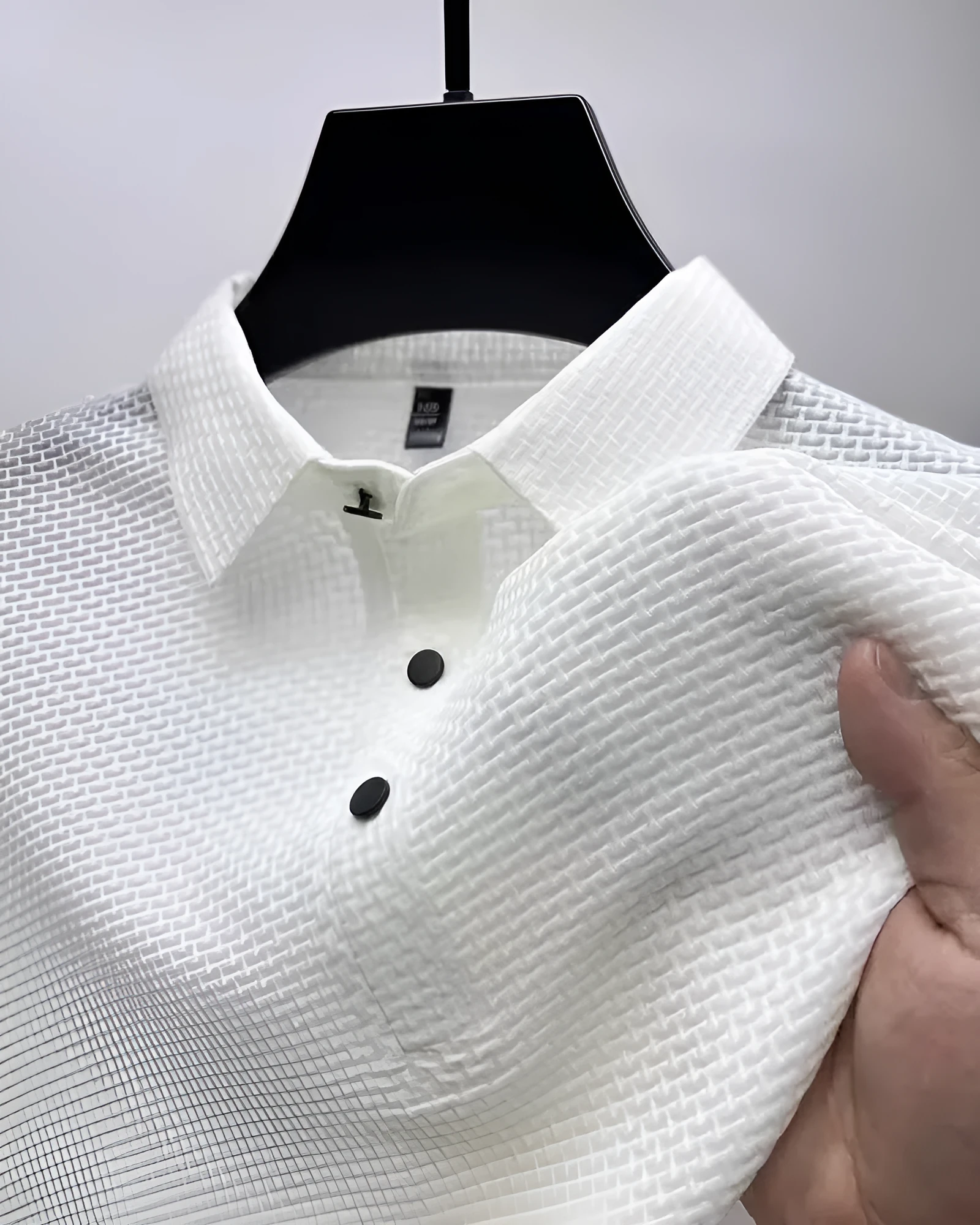 Men's short sleeve polo shirt in business casual style with cotton blend fabric, available in multiple sizes and colours
