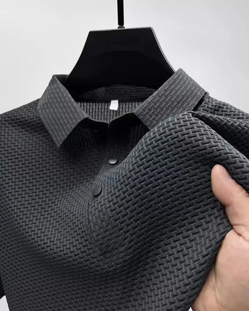 Men's short sleeve polo shirt in business casual style with cotton blend fabric, available in multiple sizes and colours