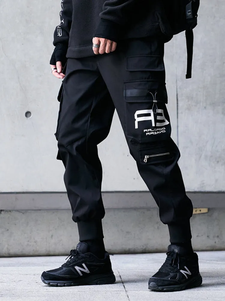 Men's 100% polyester cargo trousers in Army Green with side pockets and drawstring waist