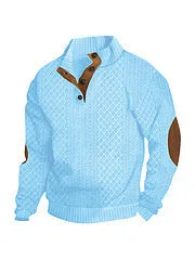 Stand collar long sleeve jacquard knitted pullover sweater in Army Green, polyester fibre, regular sleeve pullover style