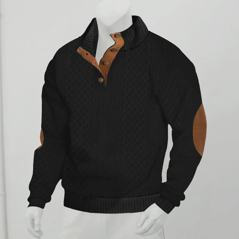 Stand collar long sleeve jacquard knitted pullover sweater in Army Green, polyester fibre, regular sleeve pullover style