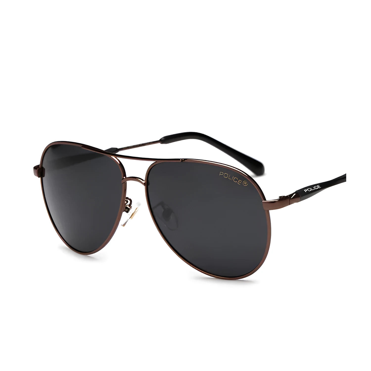 Polarized sunglasses for men with black metal frame and TAC lenses against a reflective surface