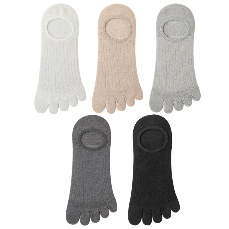 Modal cotton five-finger ultra-thin breathable boat socks in black colour option