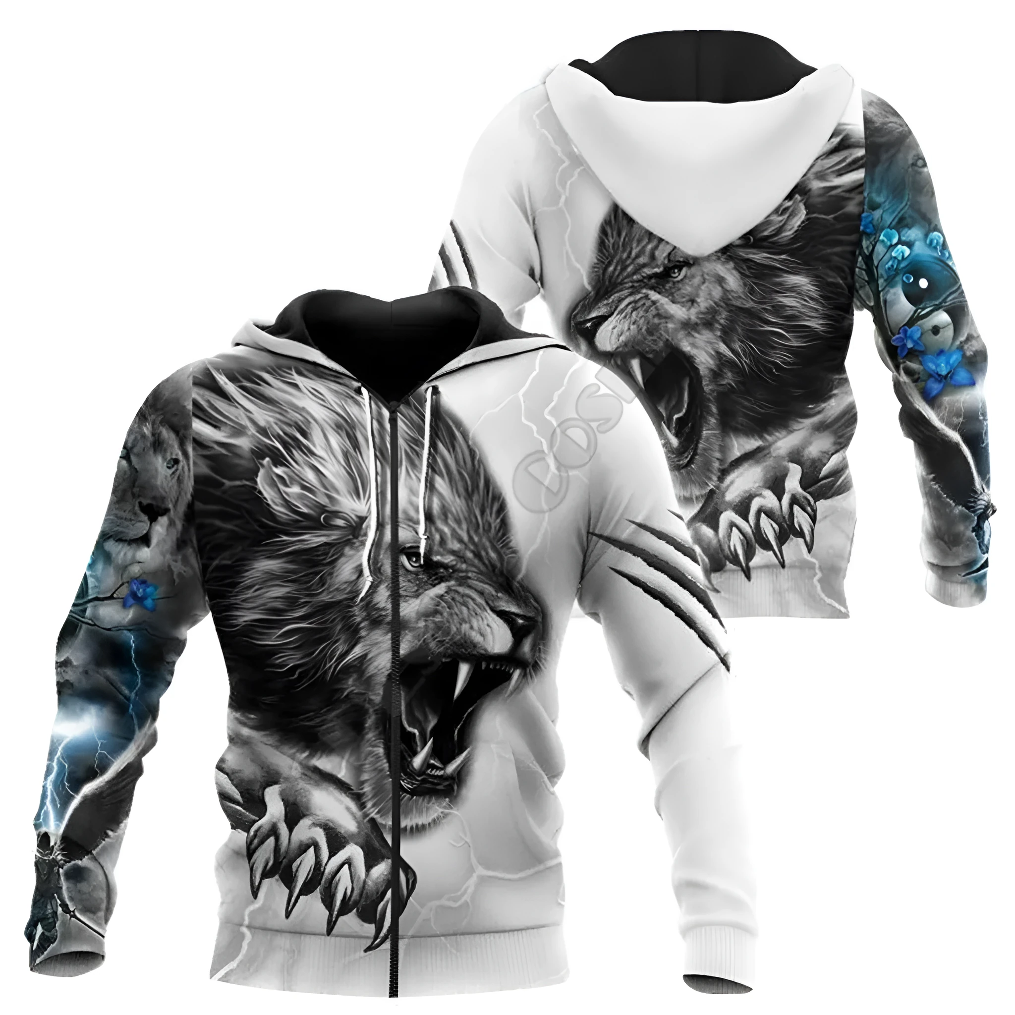 ELON Stylisches Hoodie Animal Edition loose fit zip-up polyester casual top in animal print