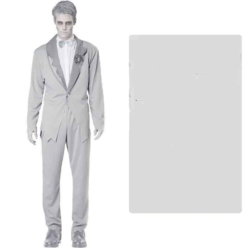 Halloween costume set for adult bride and groom couples including ghost bride and vampire bride options