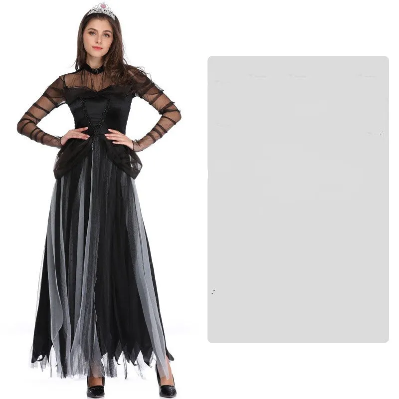 Halloween costume set for adult bride and groom couples including ghost bride and vampire bride options