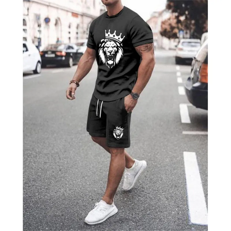 Short sleeve men's leisure set suit in mesh cloth with matching shorts, colour K155