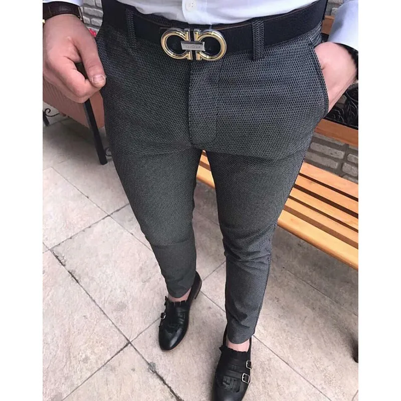 Men's 100% cotton casual suit trousers straight leg style with pocket in black colour