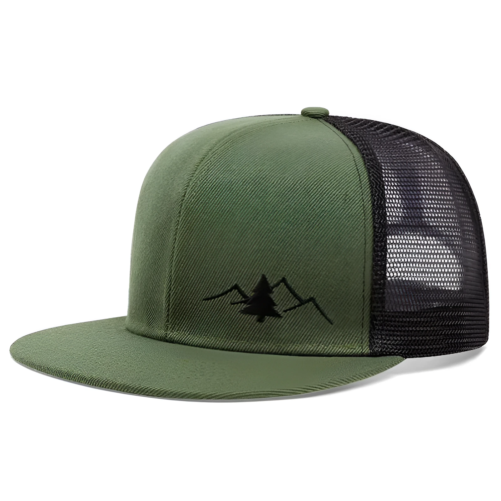 New outdoor trucker embroidered baseball cap for men in acrylic with dome crown and adjustable sizing