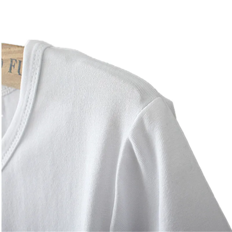 Cute banana peel printed white modal t-shirt on model, front view, available in multiple sizes