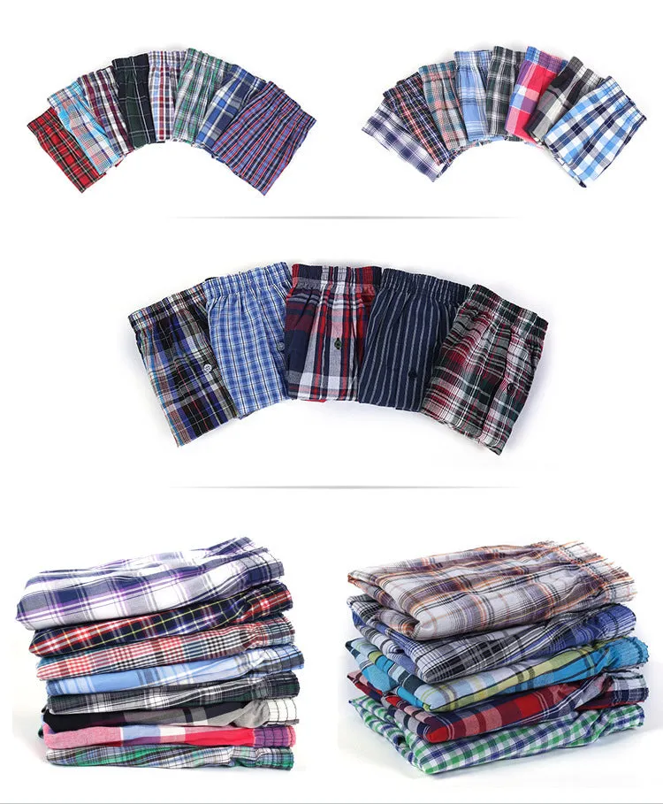 Men's cotton boxer pants in loose fit, woven fabric, with waist stretch and cotton crotch lining