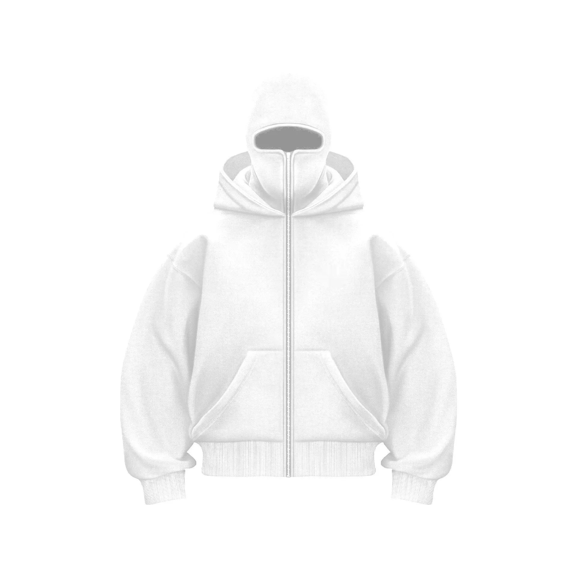 Fleece-lined double hood unique design hooded sweater in grey, loose fit, 3D pattern, polyester, street hipster style