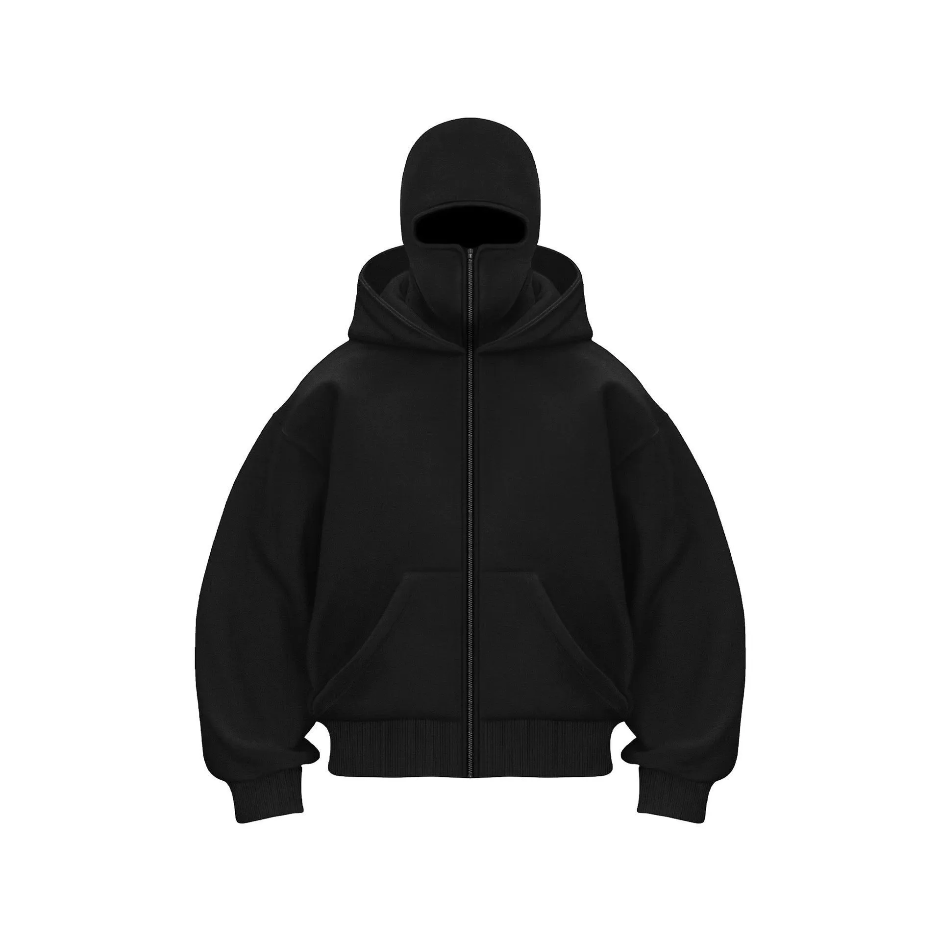 Fleece-lined double hood unique design hooded sweater in grey, loose fit, 3D pattern, polyester, street hipster style