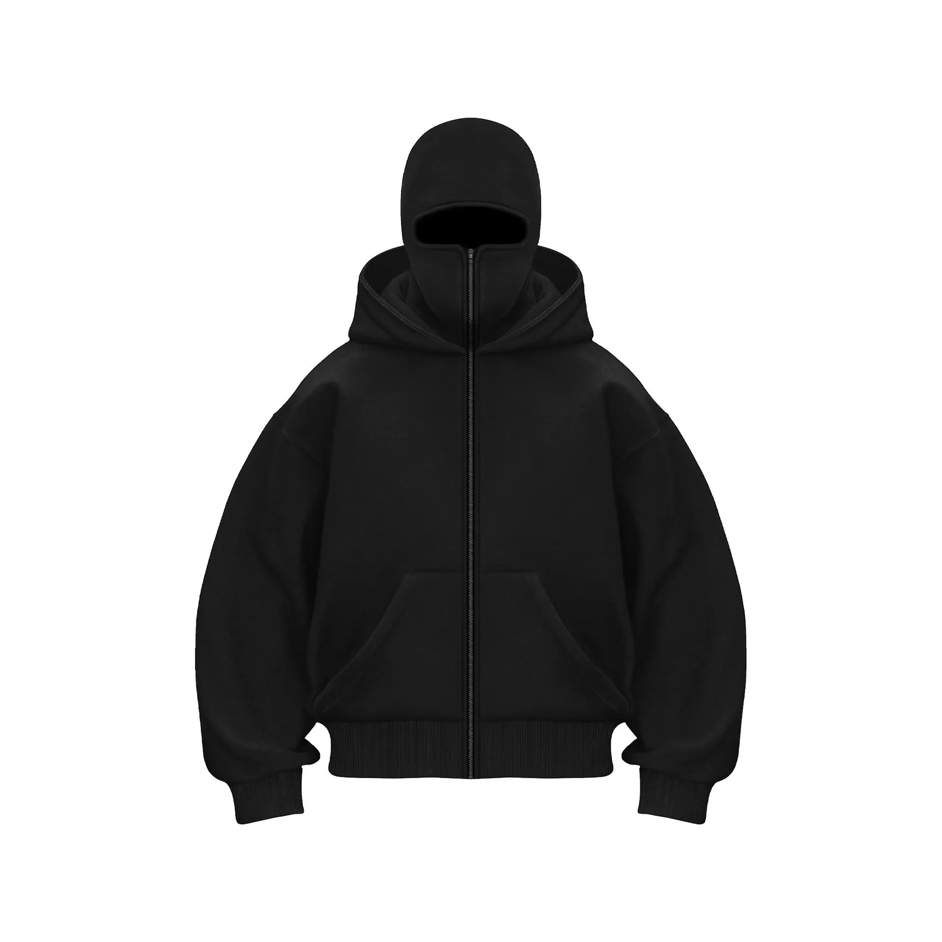 Fleece-lined double hood unique design hooded sweater in grey, loose fit, 3D pattern, polyester, street hipster style