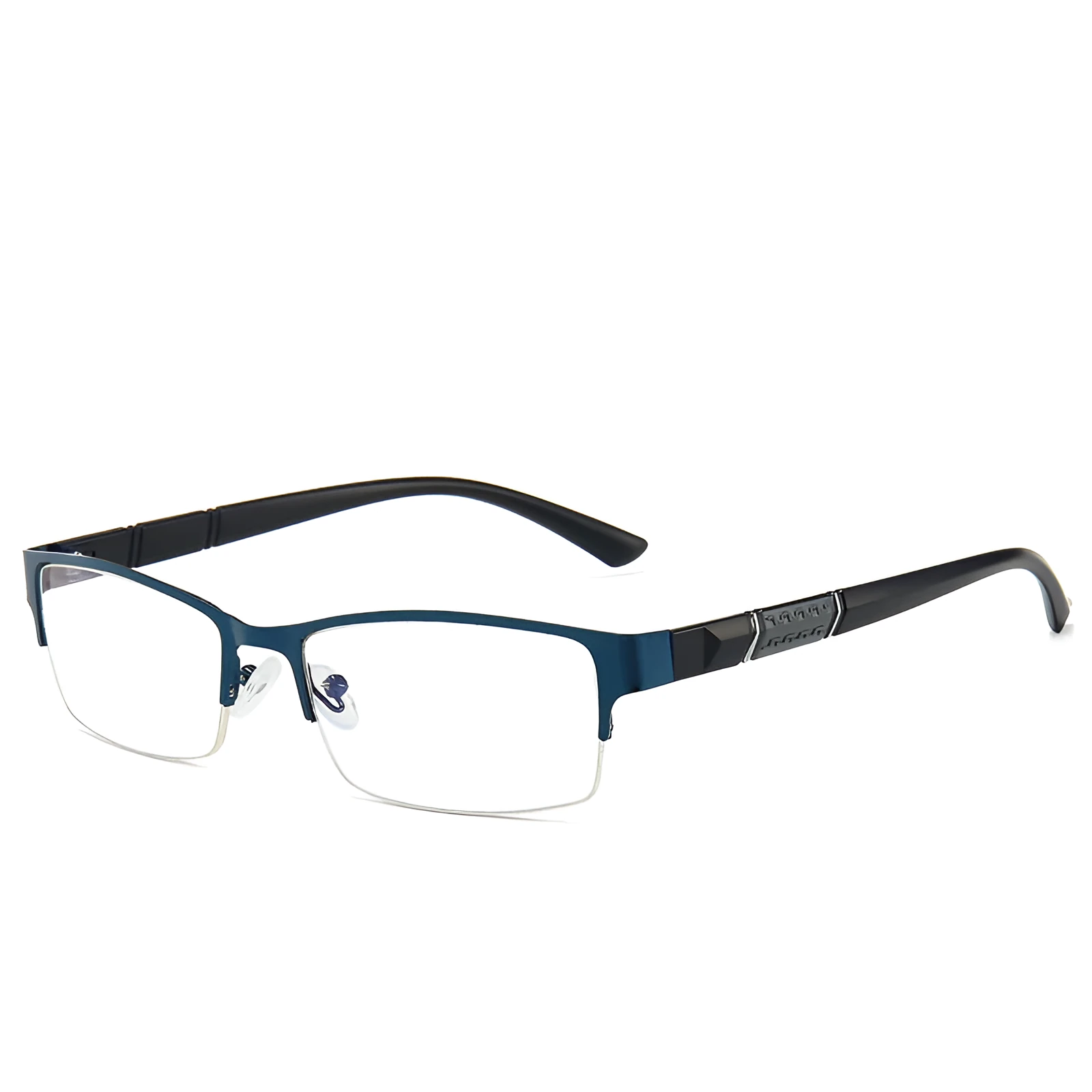 Men's myopia glasses with metal half frame, simple style, available in black colour
