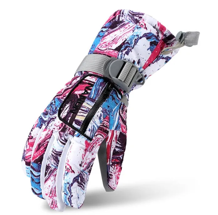 Ski gloves with diamond-shaped non-slip palm material in black colour, front view showing textured grip surface