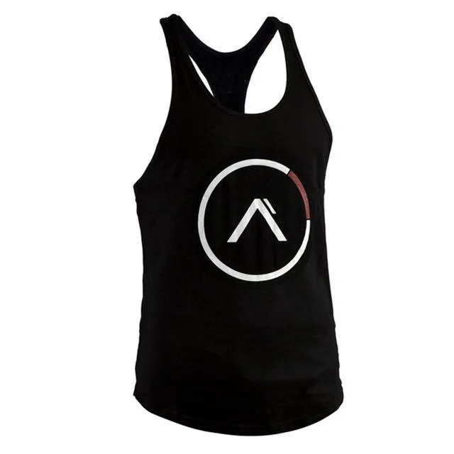Men's cotton fitness tank, sleeveless with straight hem, available in multiple colours