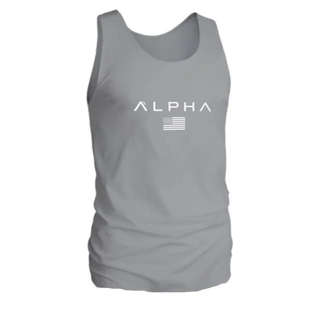 Men's cotton fitness tank, sleeveless with straight hem, available in multiple colours
