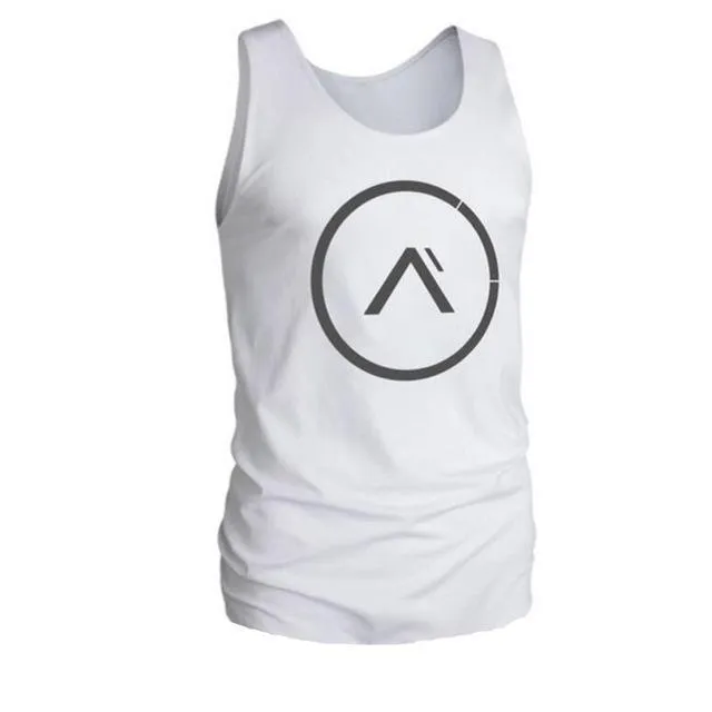 Men's cotton fitness tank, sleeveless with straight hem, available in multiple colours