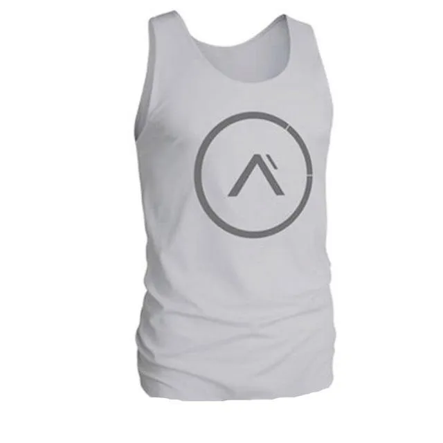 Men's cotton fitness tank, sleeveless with straight hem, available in multiple colours