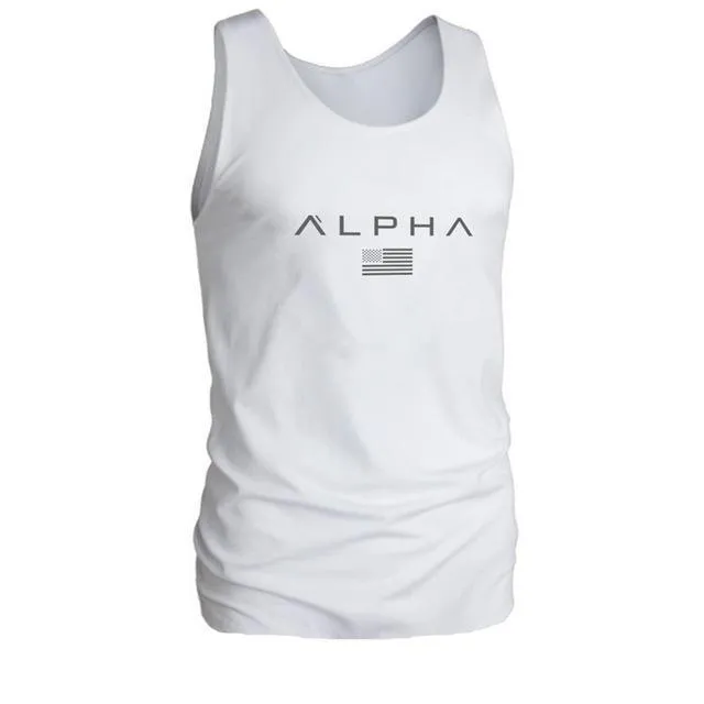Men's cotton fitness tank, sleeveless with straight hem, available in multiple colours