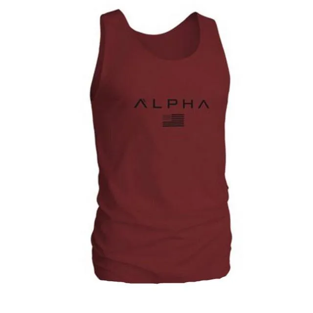 Men's cotton fitness tank, sleeveless with straight hem, available in multiple colours