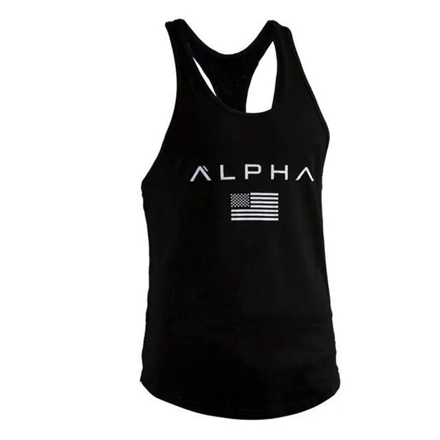 Men's cotton fitness tank, sleeveless with straight hem, available in multiple colours