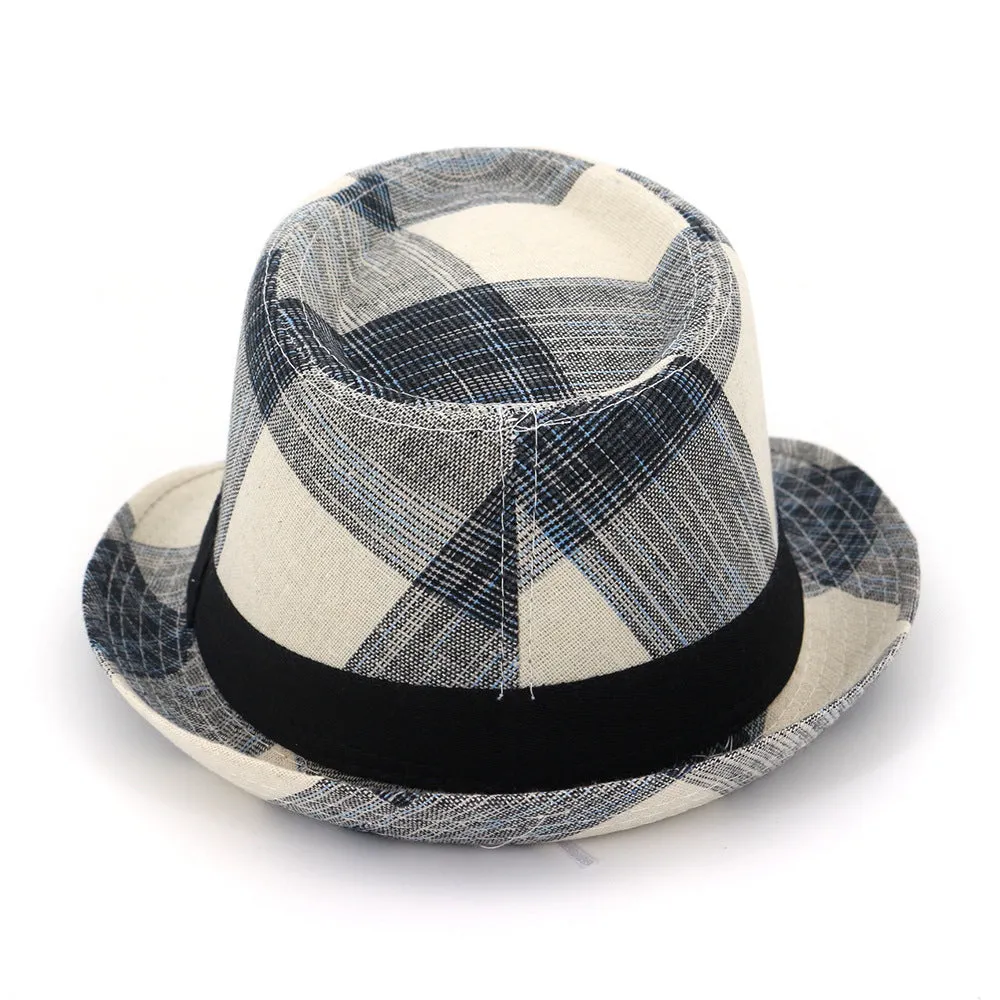 Blue bell crown polyester sun hat with a medium brim on a neutral background.