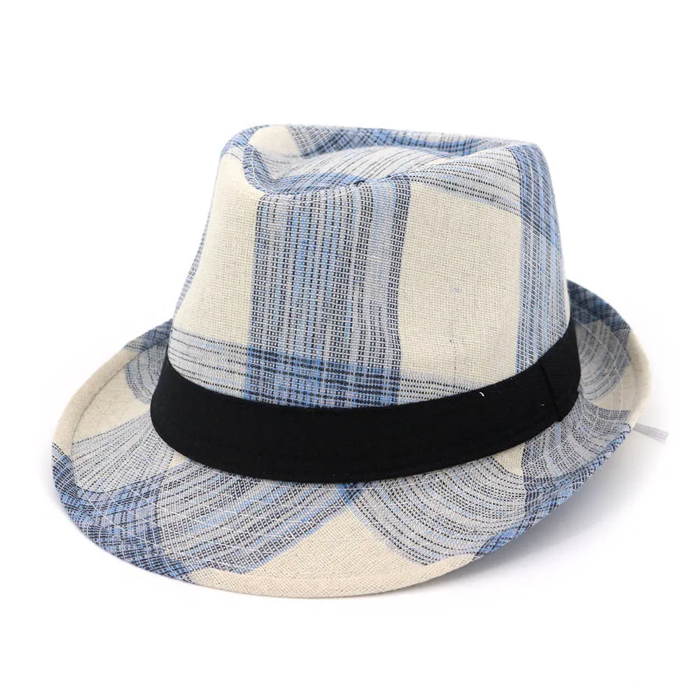 Blue bell crown polyester sun hat with a medium brim on a neutral background.