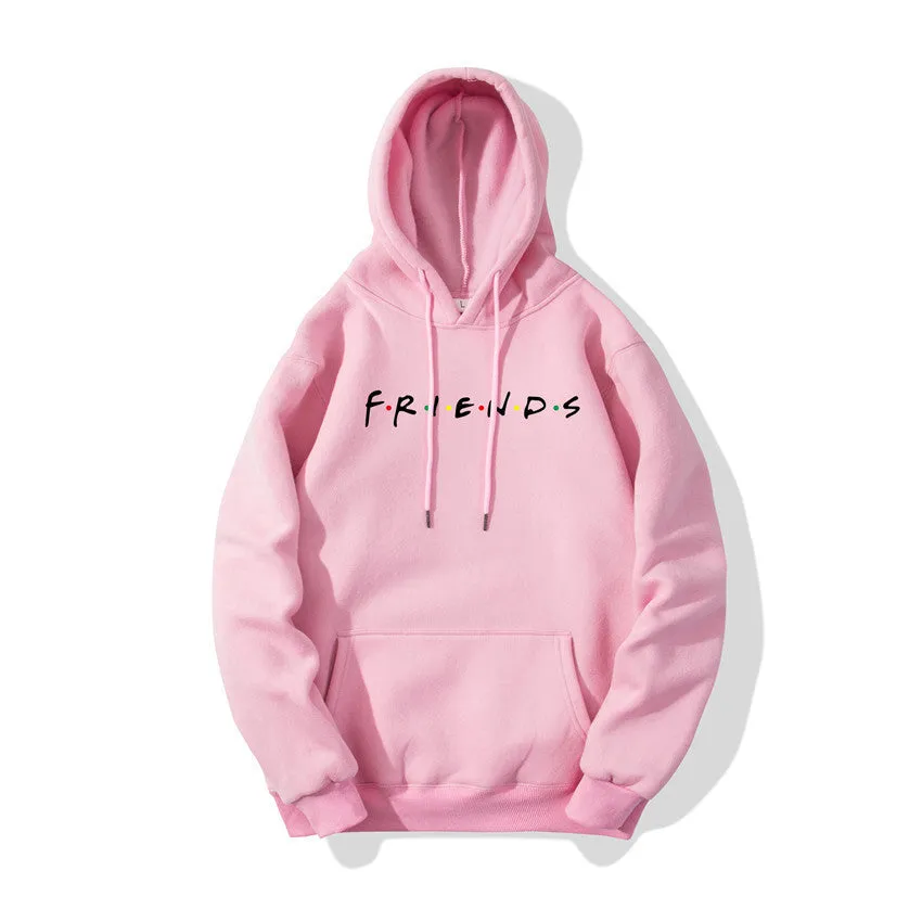 Letter printed plush hoodie in black available in sizes S to 3XL