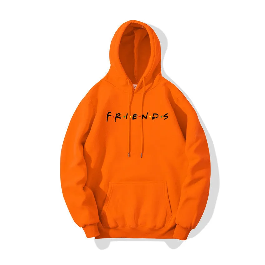 Letter printed plush hoodie in black available in sizes S to 3XL