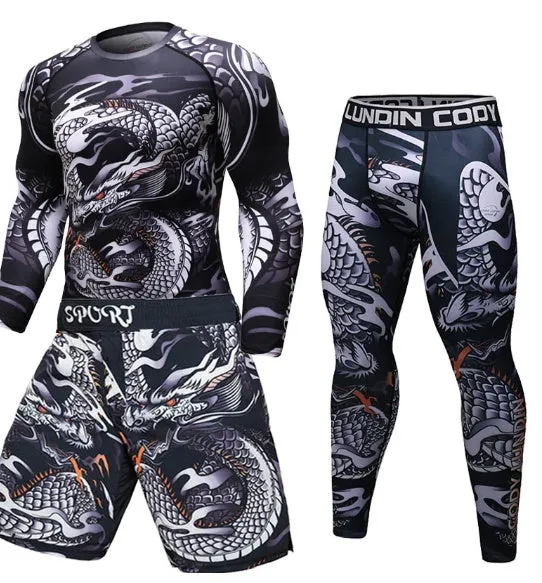 Men's long sleeve polyester compression rashguard t-shirt for MMA gym workout