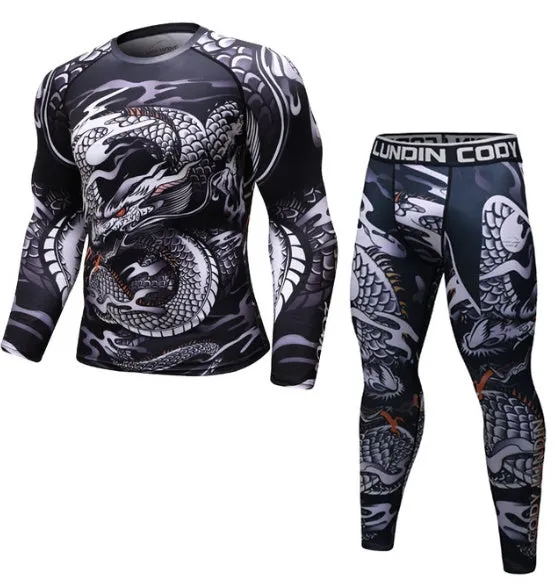 Men's long sleeve polyester compression rashguard t-shirt for MMA gym workout