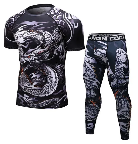 Men's long sleeve polyester compression rashguard t-shirt for MMA gym workout