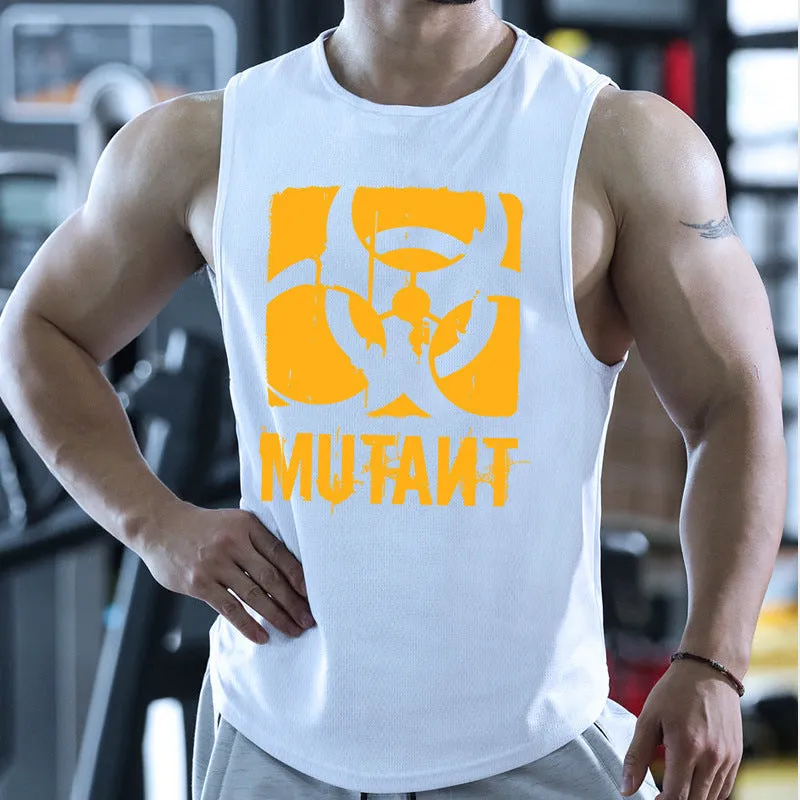 Men's loose fit polyester waistcart training sleeveless shirt for gym workouts