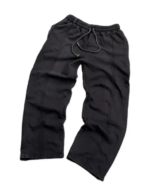 Men stretch rope sweatpants casual trousers loose fit quilting craft polyester black