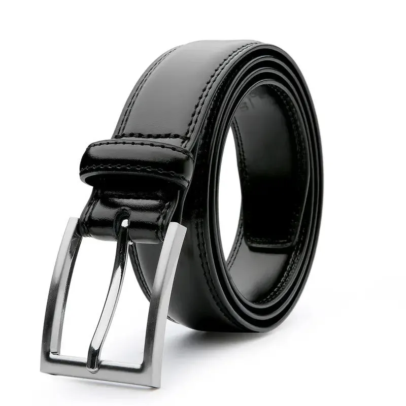 Men's genuine leather belt with alloy buckle in 95 grain brown