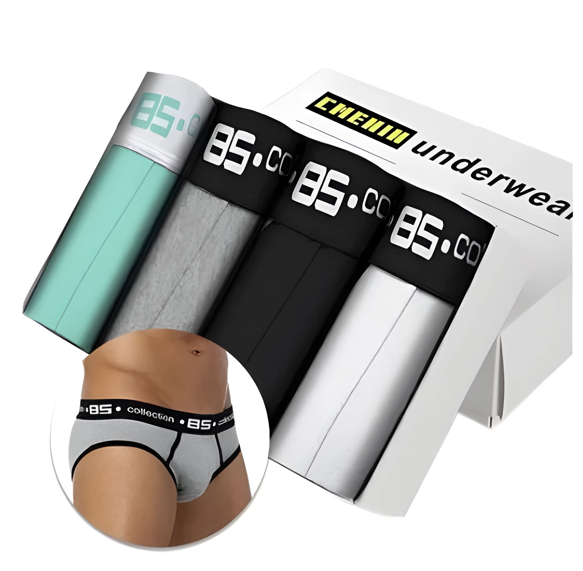 Seamless cotton men underwear boxer elastic trunks in middle waist fit for sports