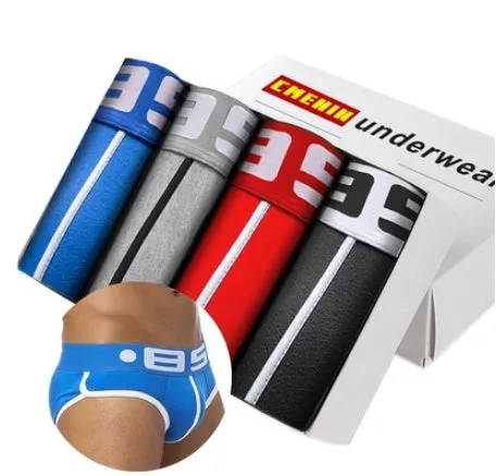 Seamless cotton men underwear boxer elastic trunks in middle waist fit for sports
